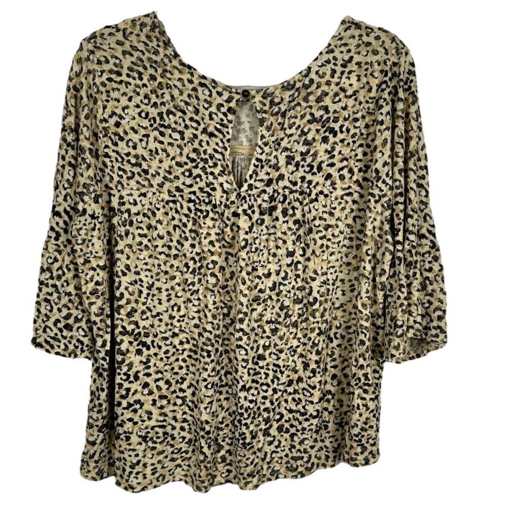 EVRI Animal Print Babydoll Style Top Size 0X - Picture 2 of 5